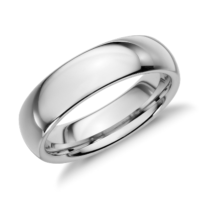 Comfort Fit Wedding Ring in White Tungsten Carbide (6mm)