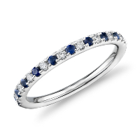 Riviera Pave Sapphire and Diamond Ring in Platinum (1.5mm)