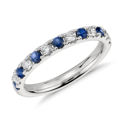 Riviera Pave Sapphire and Diamond Ring in Platinum (2.2mm)