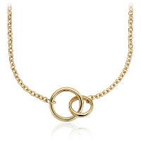 18" Forever Together Double Ring Necklace in 14k Italian Yellow Gold (3.2 mm)