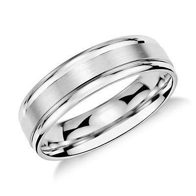 Brushed Inlay Wedding Ring in Platinum (6mm)