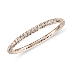 Petite Micropave Diamond Ring in 14k Rose Gold (1/10 ct. tw.)