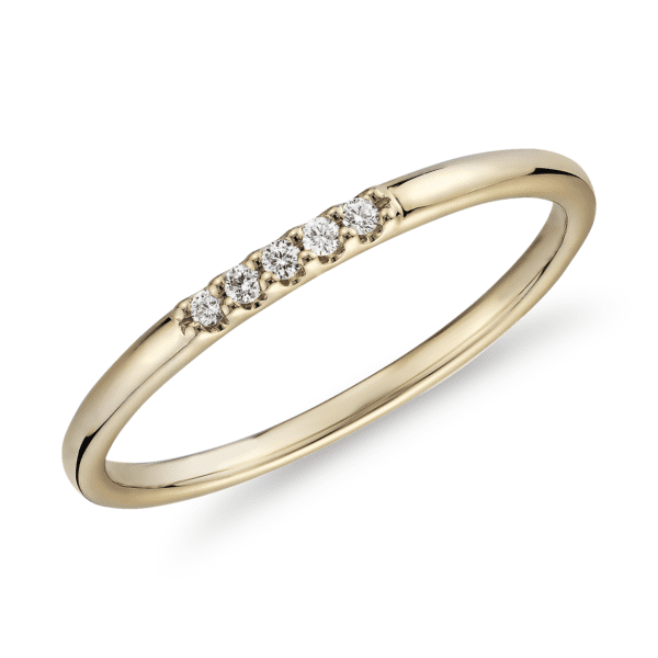Ultra Mini Diamond Pave Stackable Fashion Ring in 14k Yellow Gold