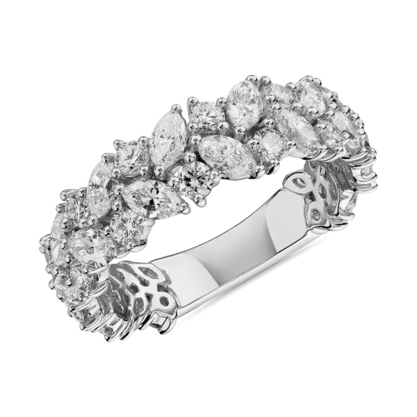 Marquise & Round Diamond Cluster Wedding Ring in 14k White Gold (2 ct. tw.)