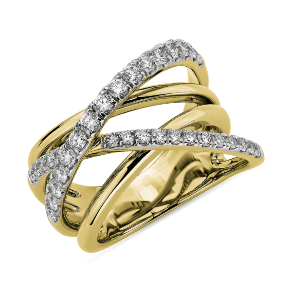 Diamond Crisscross Fashion Ring in 14k Yellow Gold (1 ct. tw.)