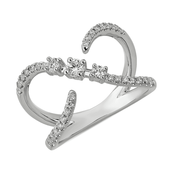 Open Crossover Diamond Fashion Ring in 14k White Gold (3/8 ct. tw.)