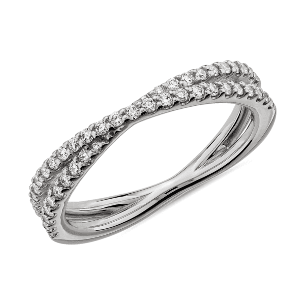 Contemporary Criss-Cross Diamond Ring in 14k White Gold (1/4 ct. tw.)