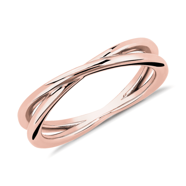 Contemporary Criss-Cross Ring in 14k Rose Gold