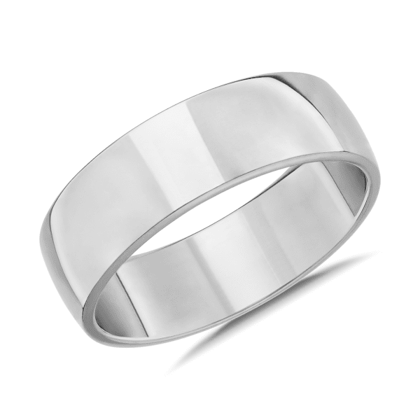 Skyline Comfort Fit Wedding Ring in 14k White Gold (7mm)