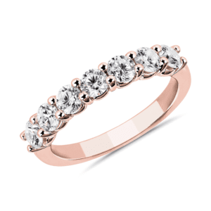 Comfort Fit Round Brilliant Seven Stone Diamond Ring in 14k Rose Gold (1 ct. tw.)