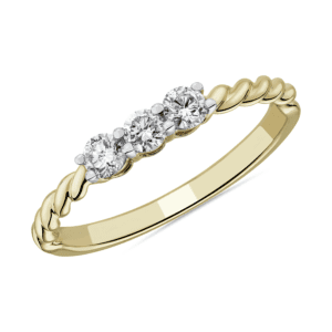 Mini Three Stone Stackable Ring in 14k Yellow Gold (1/3 ct. tw.)