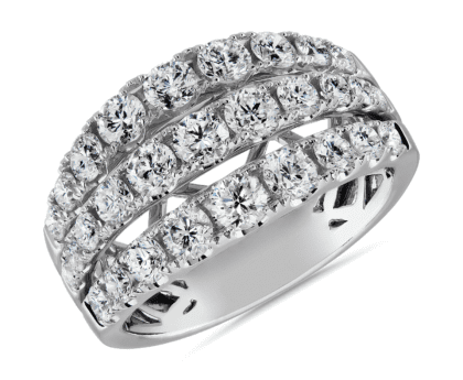Three Row Graduated Diamond Fashion Ring in 14k White Gold (2 1/4 ct. tw.)