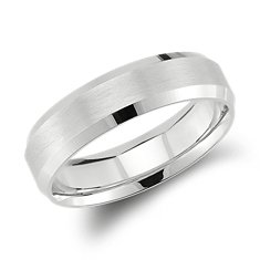 Beveled Edge Matte Wedding Ring in 14k White Gold (6mm)